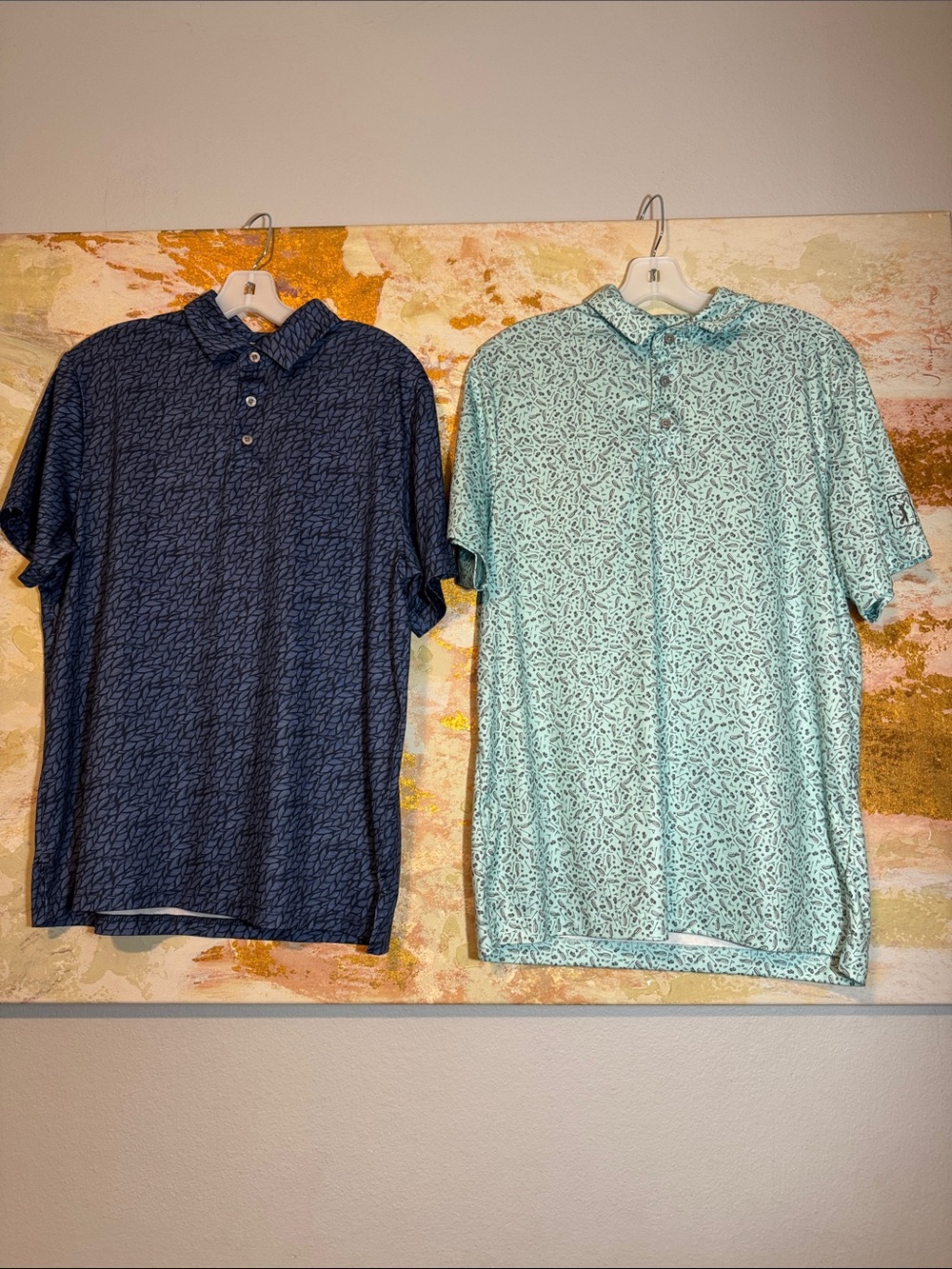 PGA Tour Pro Series Men's Short-Sleeve Polo Shirt - Navy and Light Teal